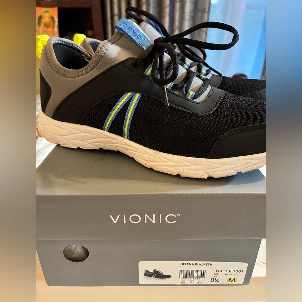Vionic Brisk Helena Women’s Black Mesh Walking Shoes Comfort Athletic Active 8.5